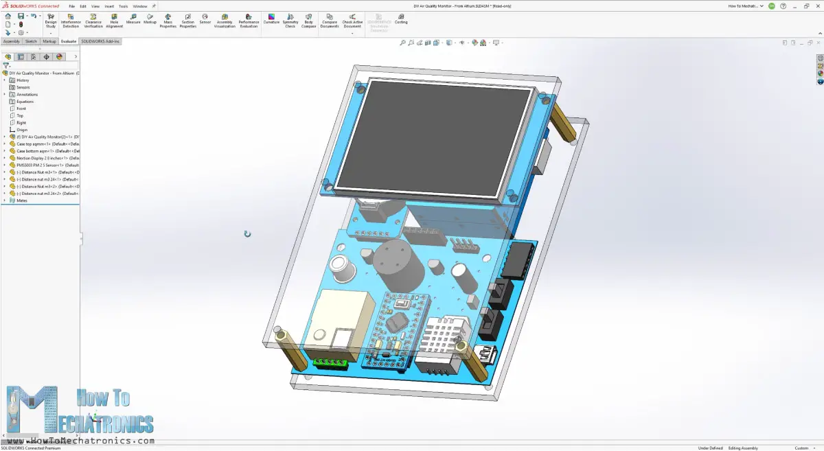 3D model of the Air Quality Monitor in Solidworks