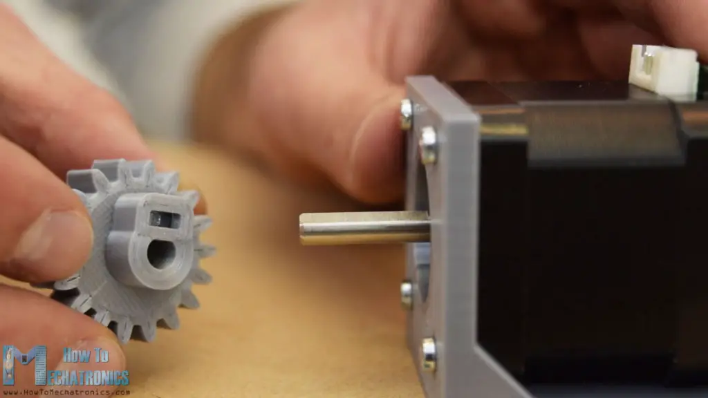 3d printed gear with shaft clamp for NEMA 17 stepper motor