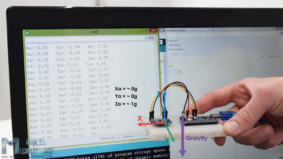 ADXL345 3 axis acceleromter output data