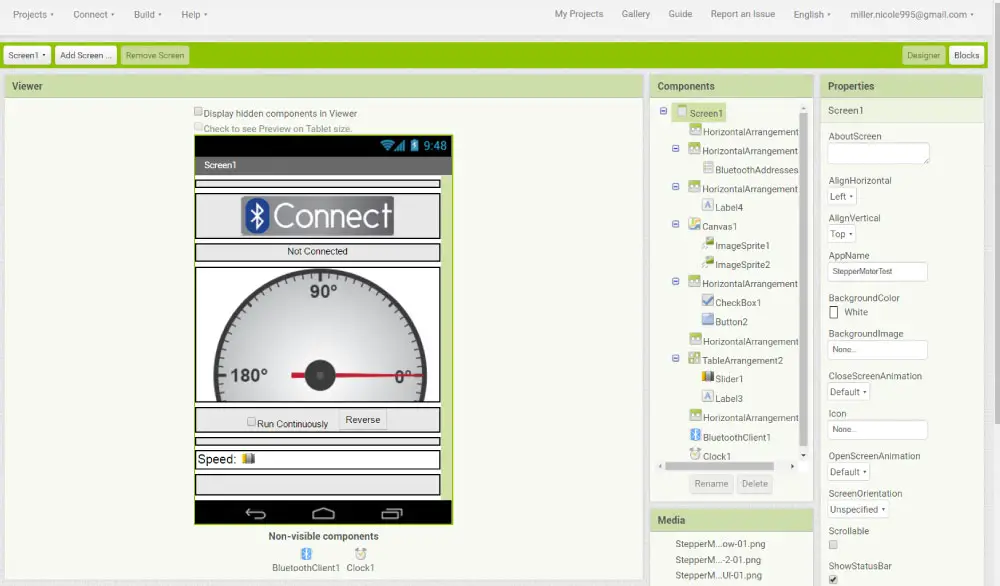 Android App Blocks Stepper Motor Control