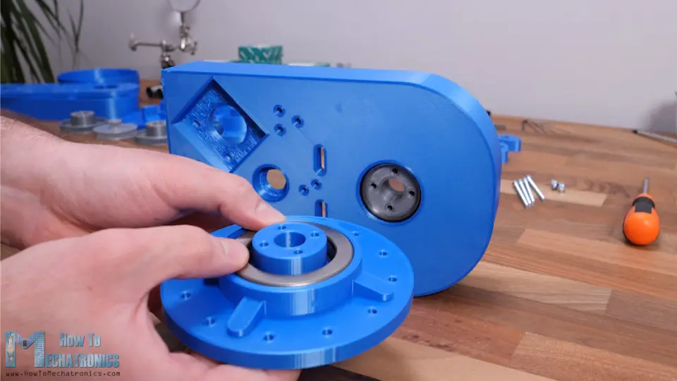 Assembling the first robot joint