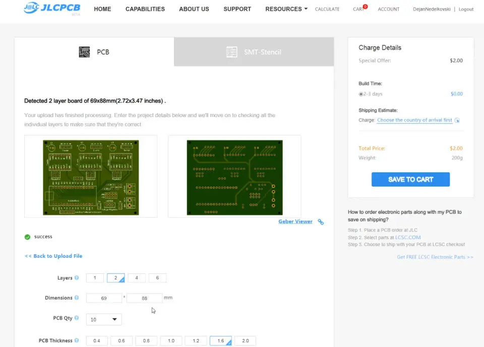 custom pcb design order from JLCPCB