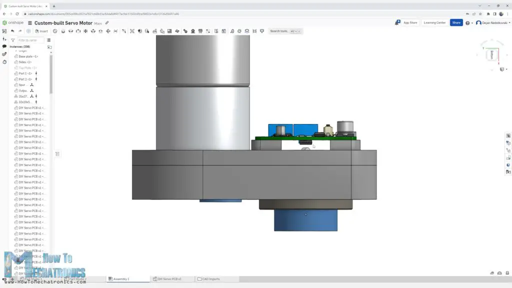 Custom Servo Motor Gearbox with PCB 3D Model