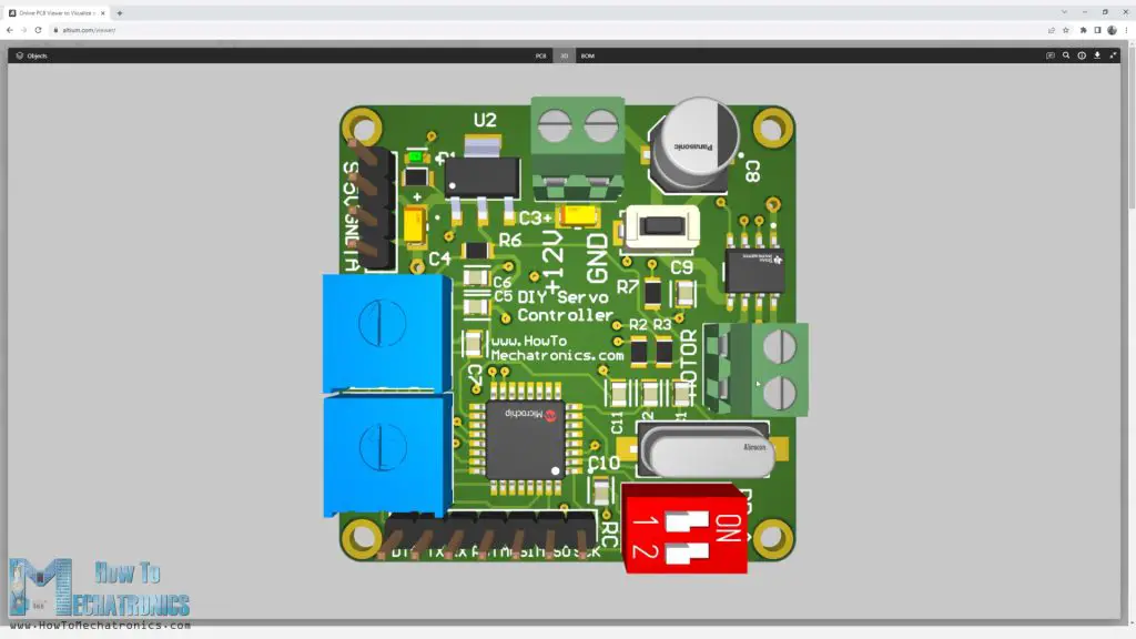 Custom servo PCB design - 3D Model