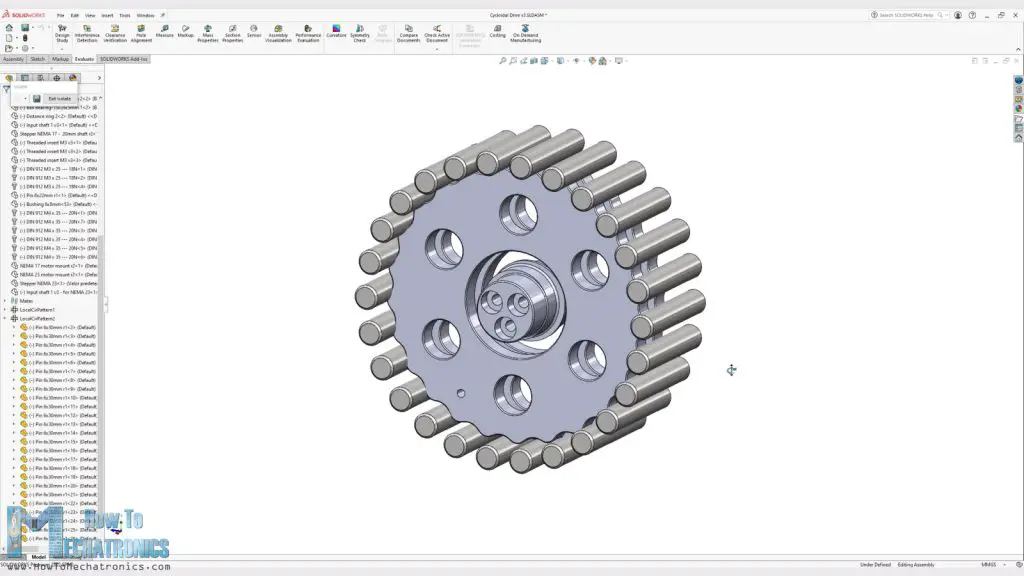 Cycloidal drive key components - cycloidal disk, ring gear rollers and eccentric shaft
