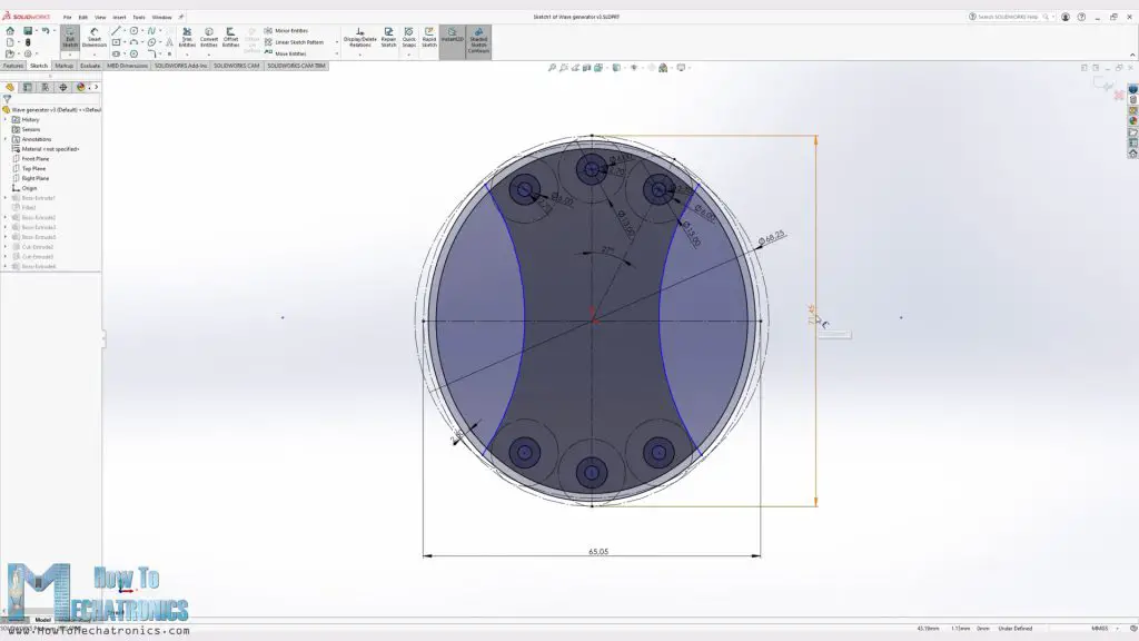 Designing the wave generator of the harmonic drive