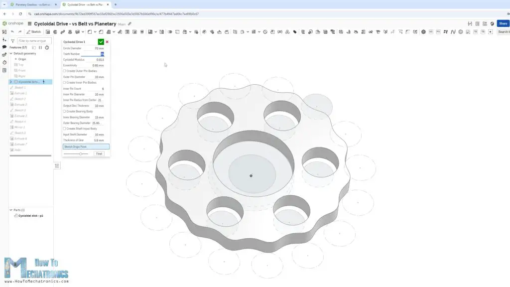 Generating cycloidal disk in Onshape