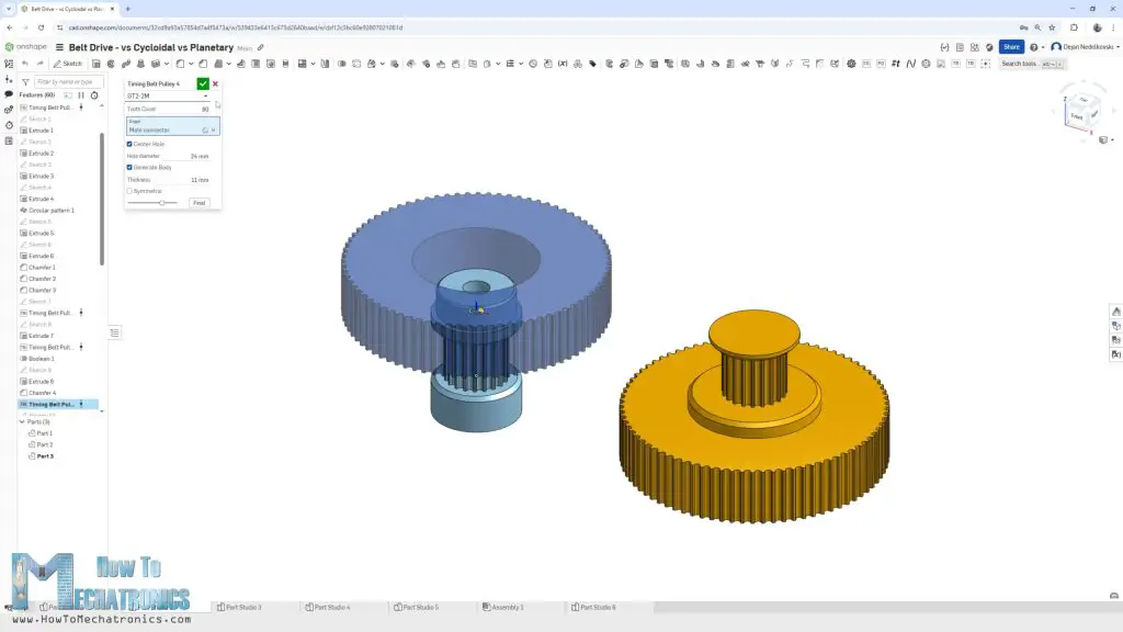 Generating GT2 pulley with Onshape