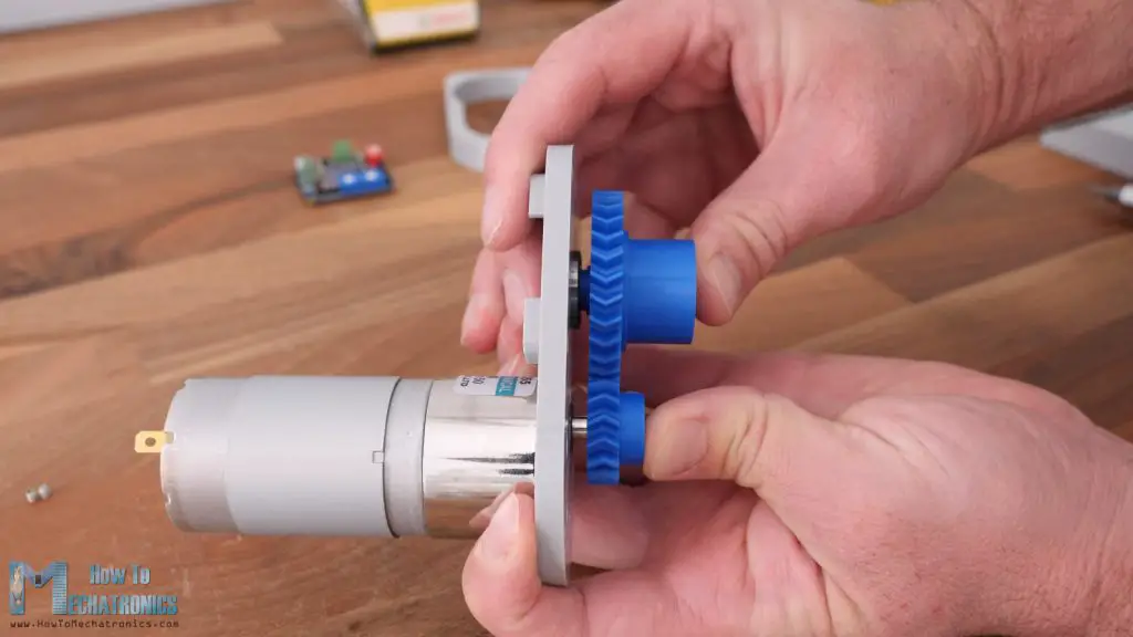 Inserting the herringbone gears in place - sliding both of them at the same time