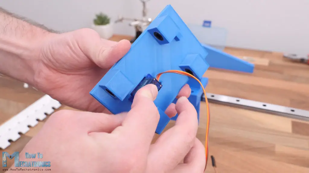 Installing the servo motor for the pen gripper