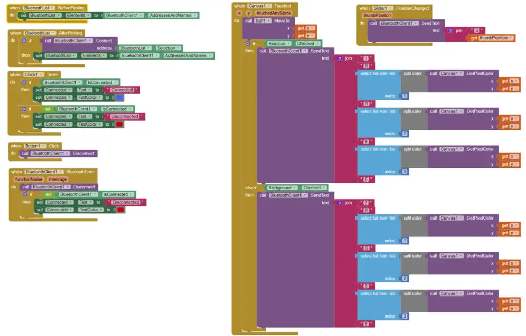 LED Table Android App Blocks