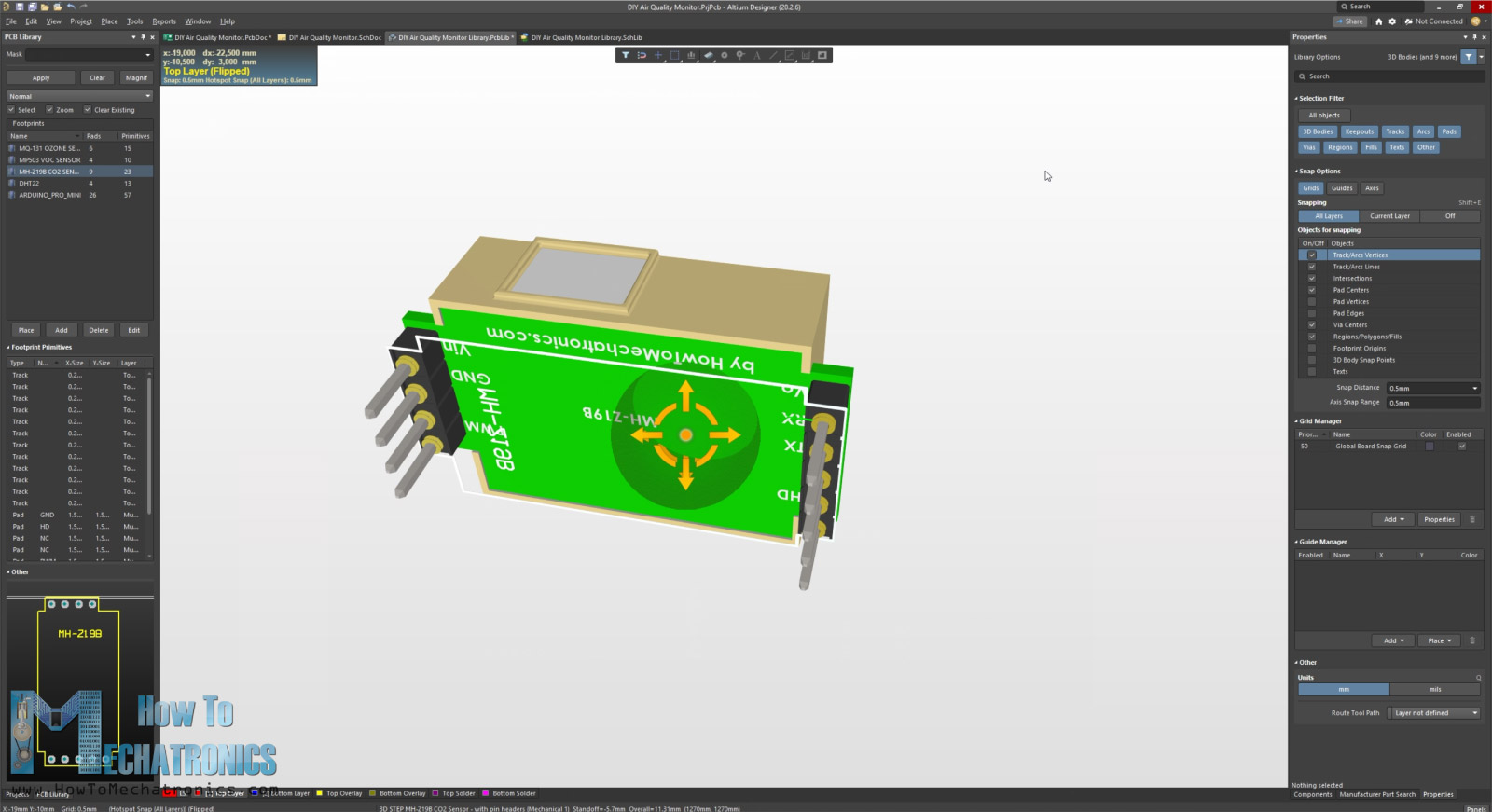 Making a footprint with a 3D model in Altium Designer