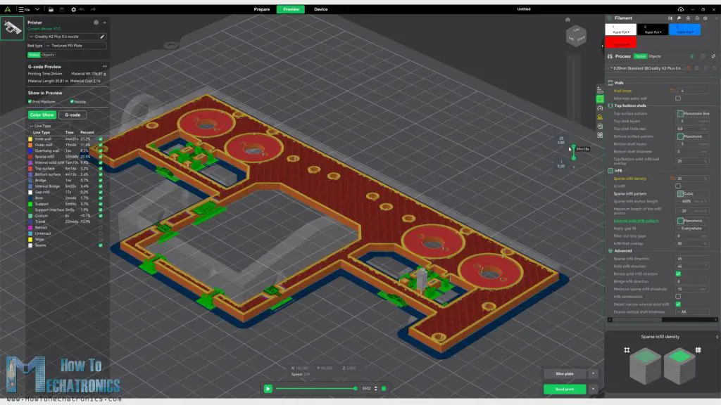 Making the tilt platform stronger by increasing the wall loops and infill density when 3d printing the part