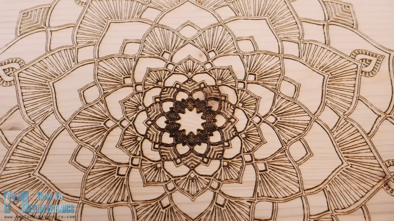 Mandala laser engraved with DIY CNC Laser Engraver