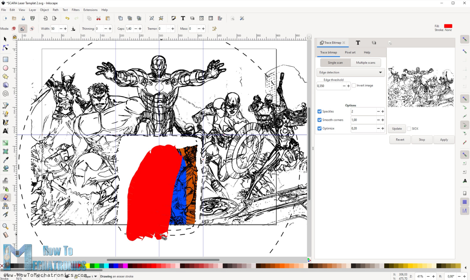 Modifying the drawing to fit within the scara robot range