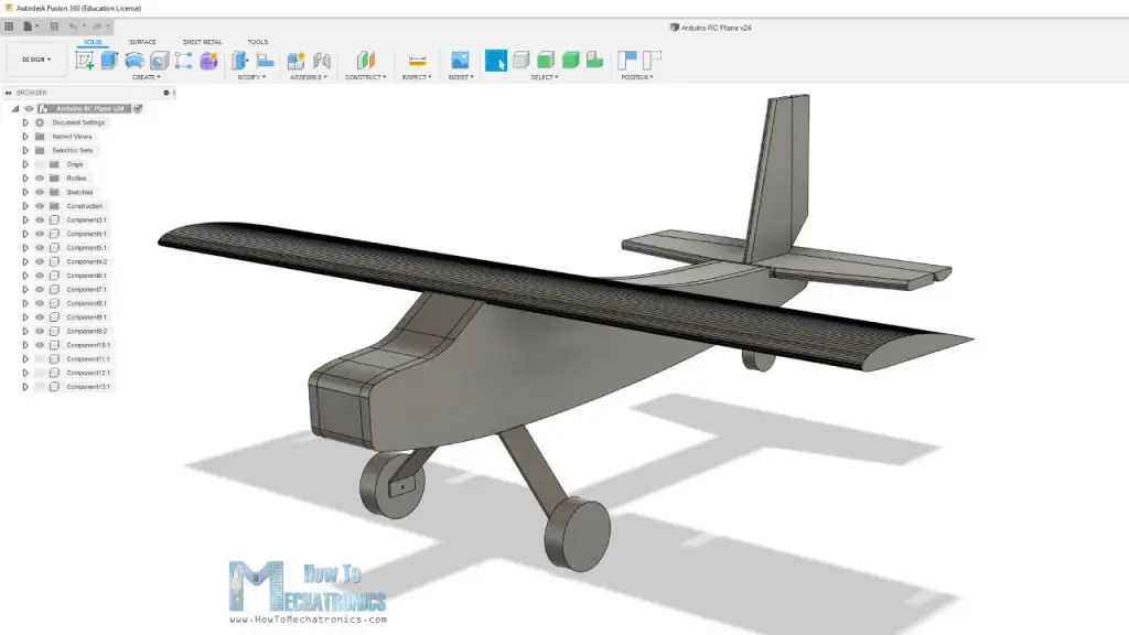 RC Airplane 3D Model in Autodesk Fusion 360