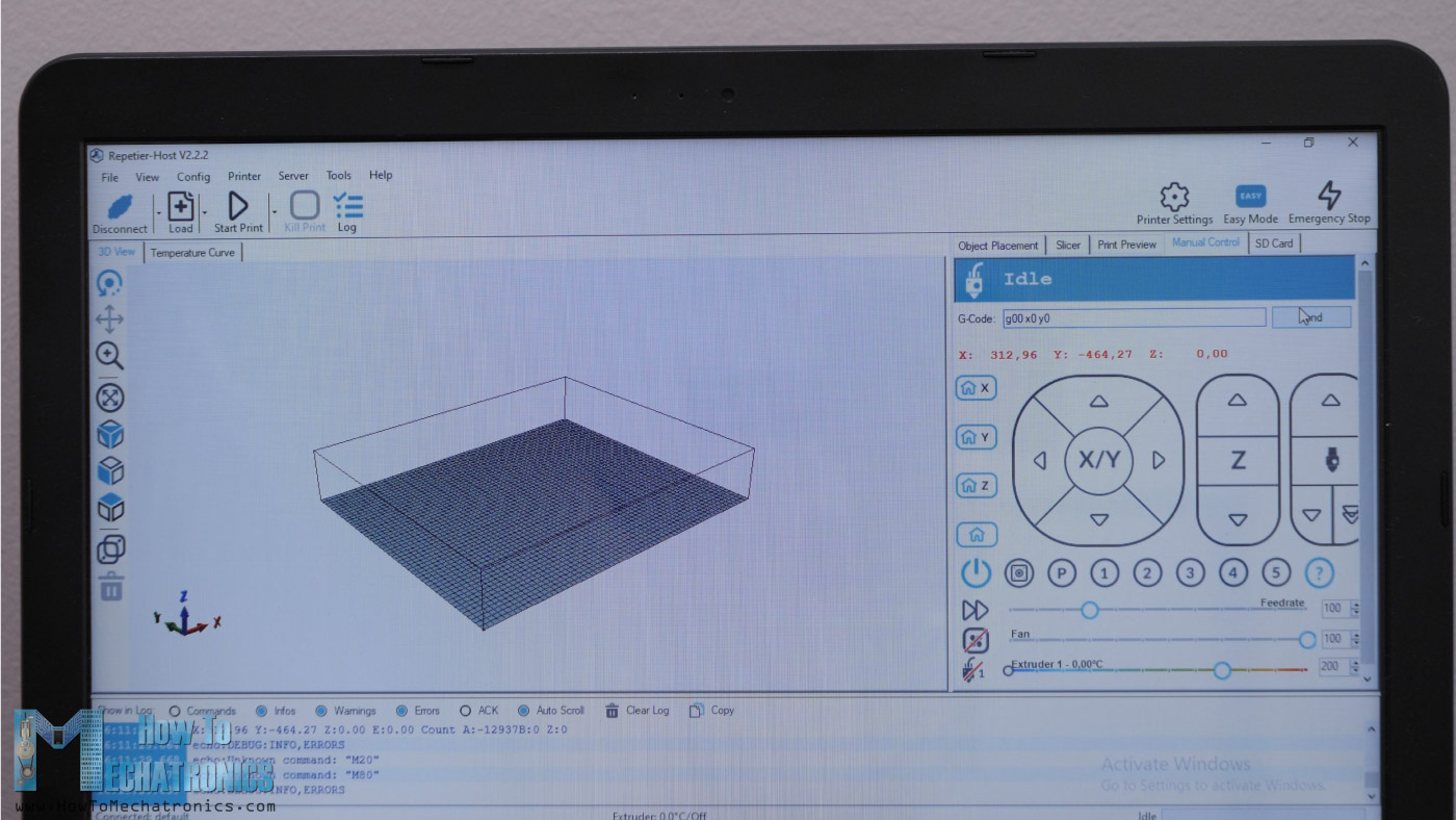 Sending the SCARA robot to home position with G00 G-code command