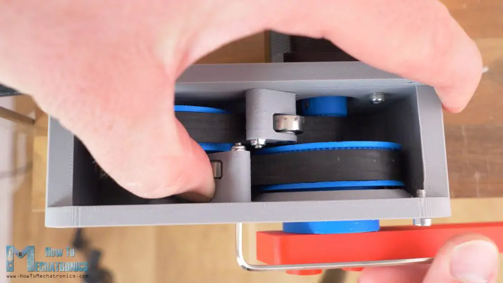 Tightening the belts of the 3d printed belt drive to increase performance