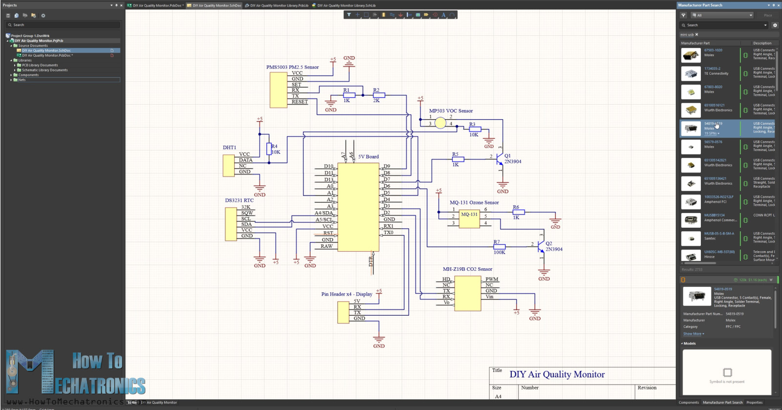 Working in Altium Designier - Arduino Air Quality Circuit Schematic