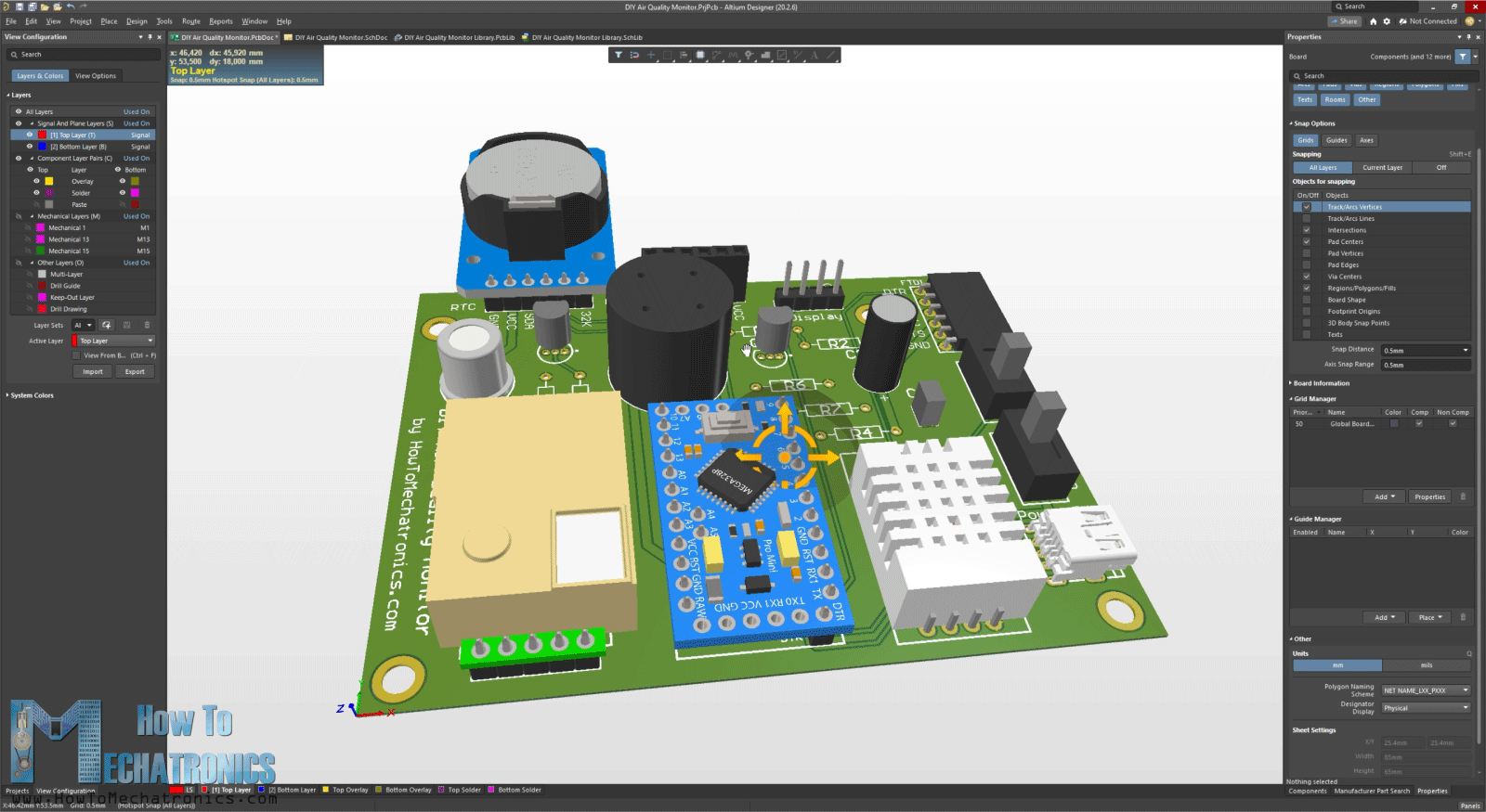 Altium Designer - Arduino Air Quality Monitor PCB 3D Model