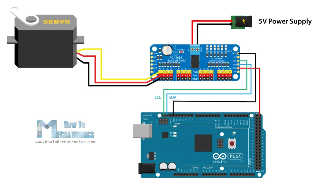 Arduino and PCA9685 Circuit Schematic