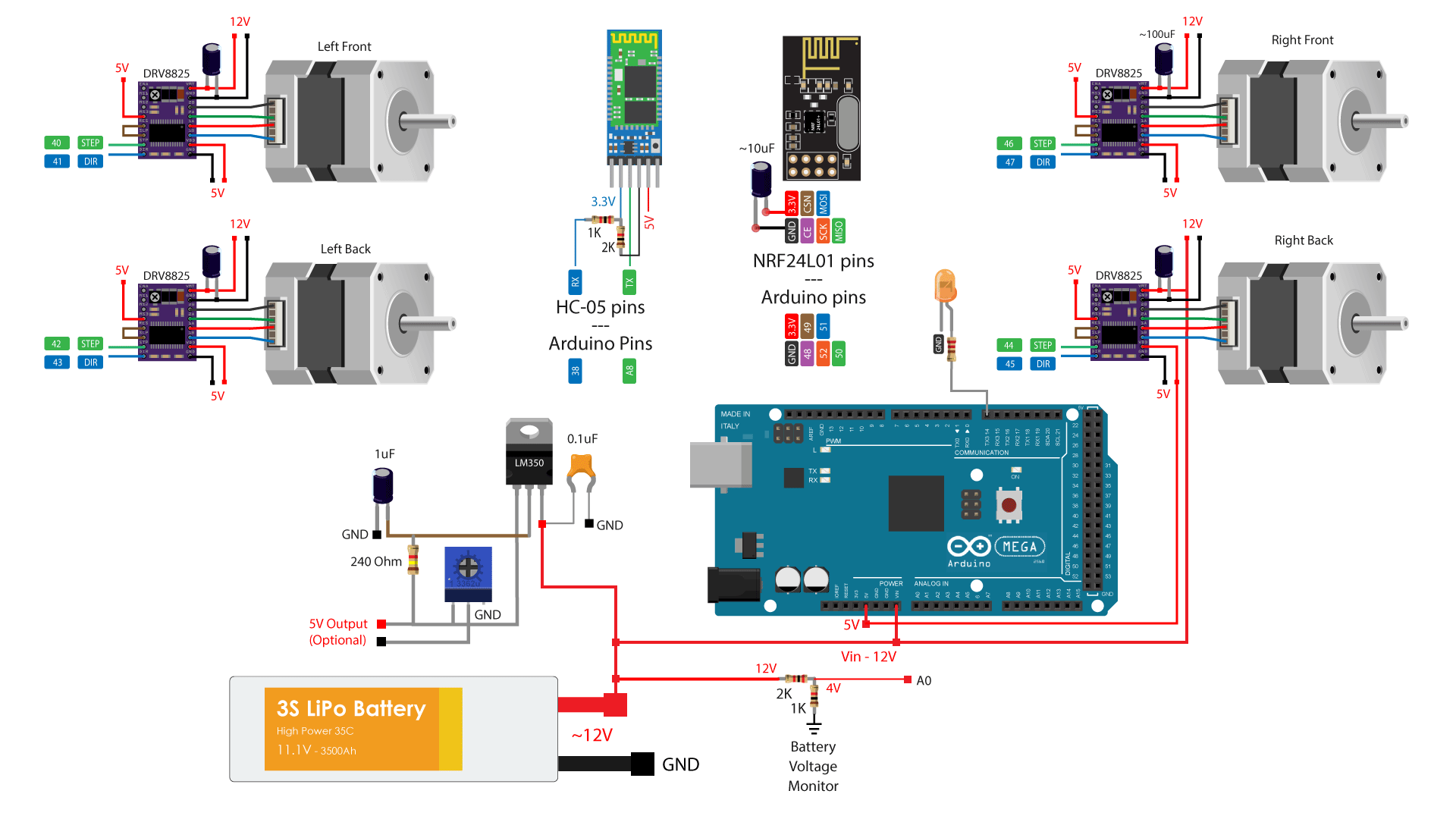 Arduino Mecanum Wheels Robot Circuit Diagram