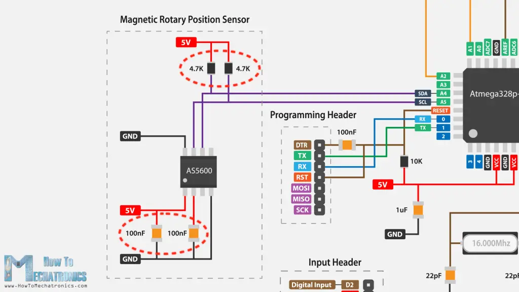 AS5600 encoder connection in a custom servo motor circuit
