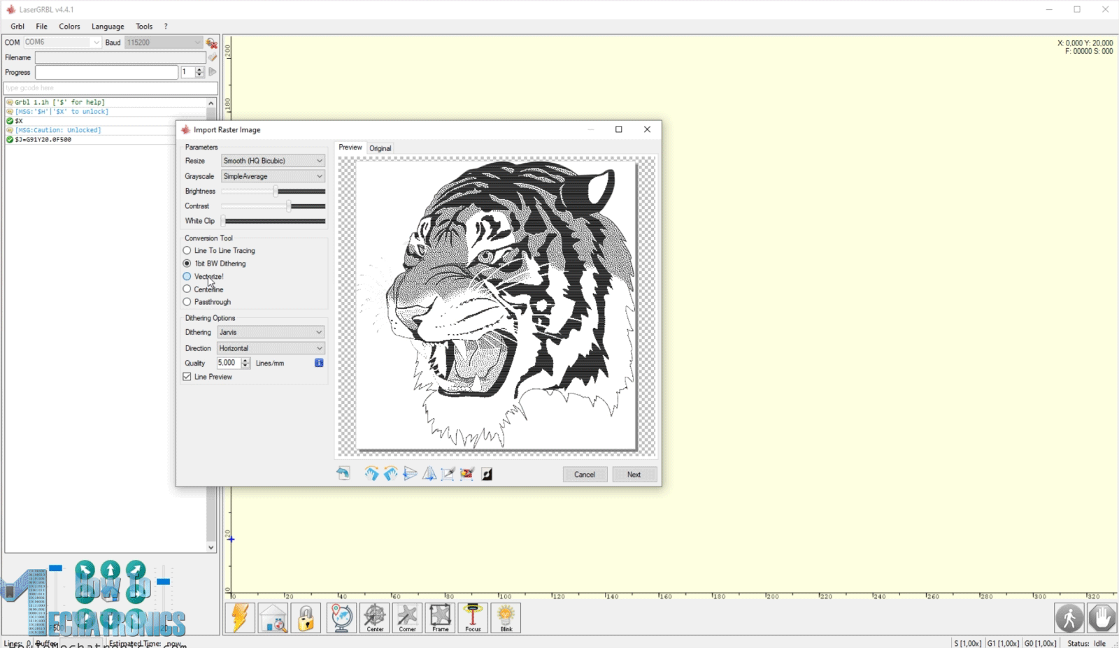 Generating G-code for laser engraving with LaserGRBL