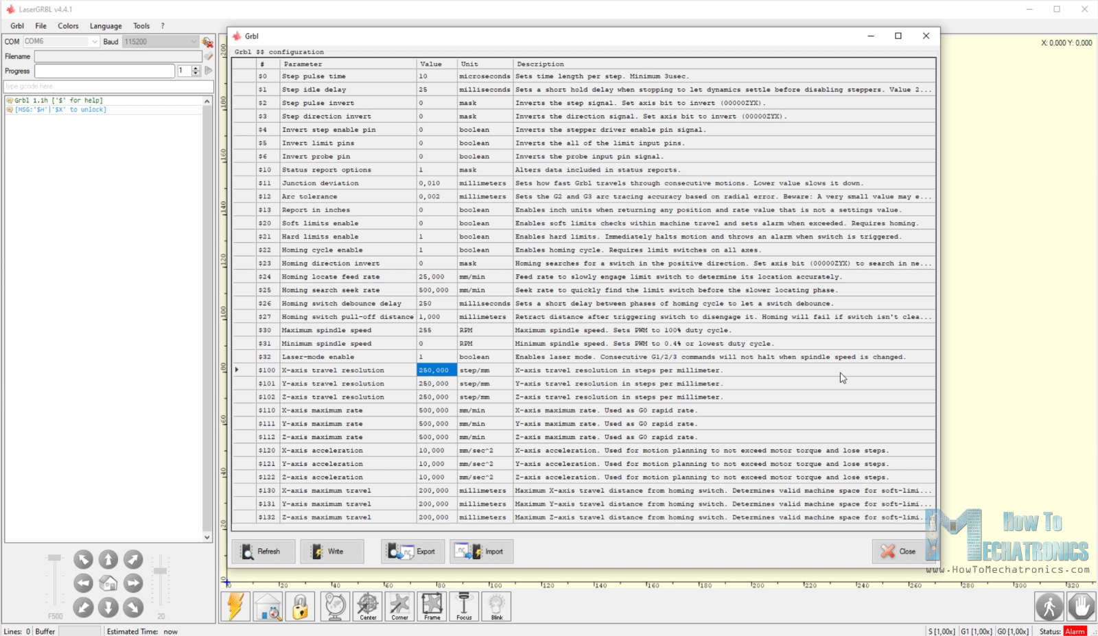 GRBL configuration parameters