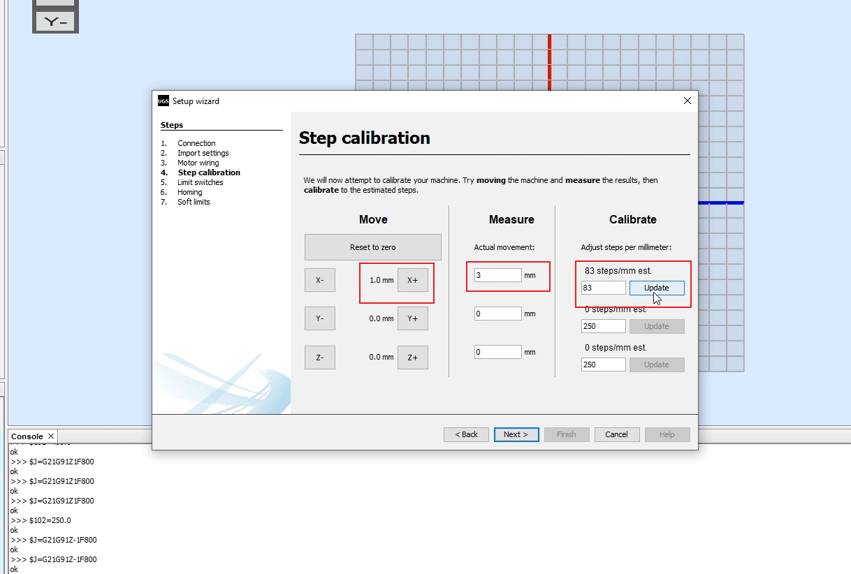 grbl steps calibration