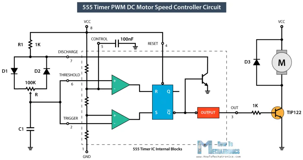 PWM DC Motor Speed Control with 555 Timer IC