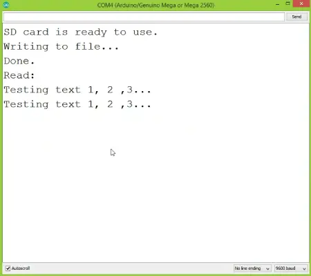 SD Card Serial Monitor Results