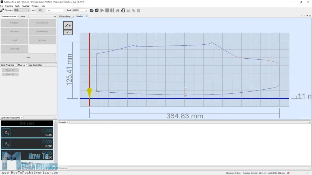 Universal G-code Sender used for sending the G-codes to my DIY CNC Foam Cutter