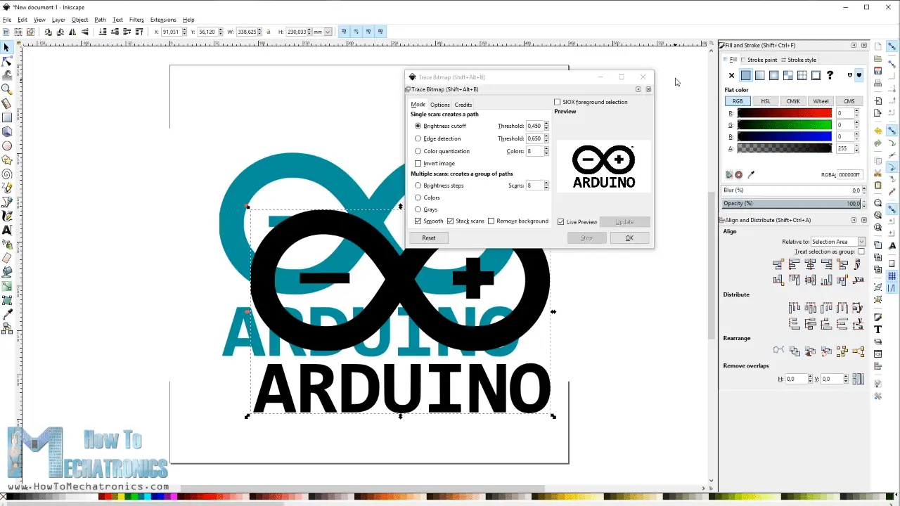 Using the Trace Bitmap function in Inkscape